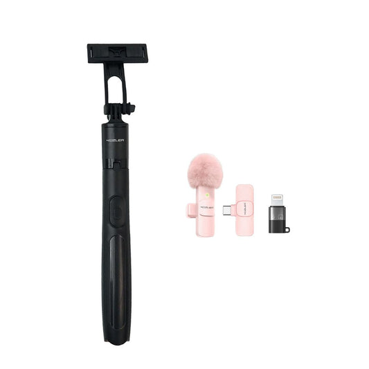 Trípode Viral + Micrófono Rosado