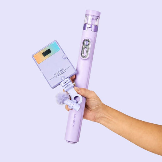 Trípode Iconic Lila + Luz Led Lila + Micrófono Lila