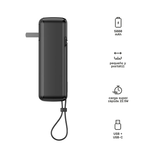POWERBANK CON ENCHUFE 5000MAH 22.5W LITRYQ-101