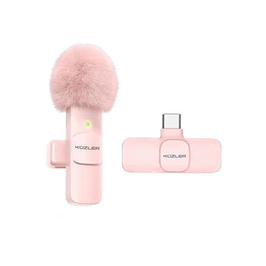 Micrófono Rosado Inalámbrico Tipo C para celular con Adaptador para iPhone