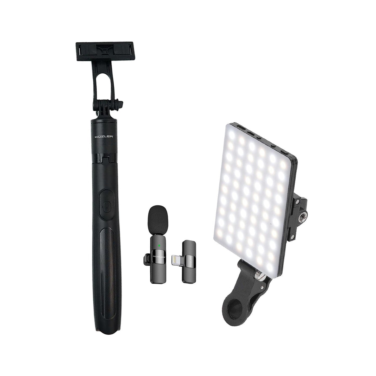 Pack 5: Trípode + Luz led + Micrófono para Celular