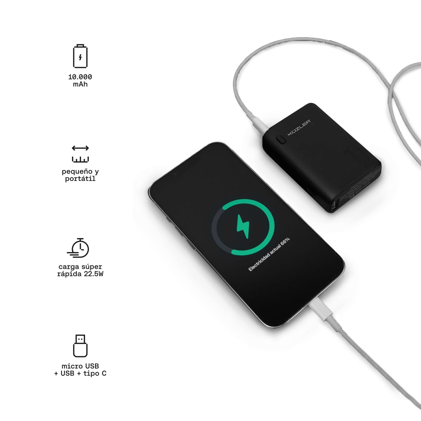 Pack Creadores de Contenido: Trípode + Mini Cargador Portátil Negro