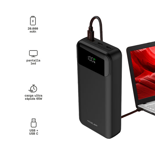 POWERBANK LAPTOP CARGA ULTRA RÁPIDA 20000MAH 65W VELIOX-101