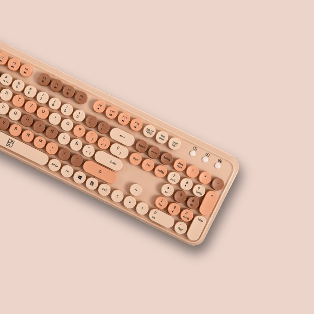Combo de Teclado Retro y Mouse inalámbrico Dudu Beige
