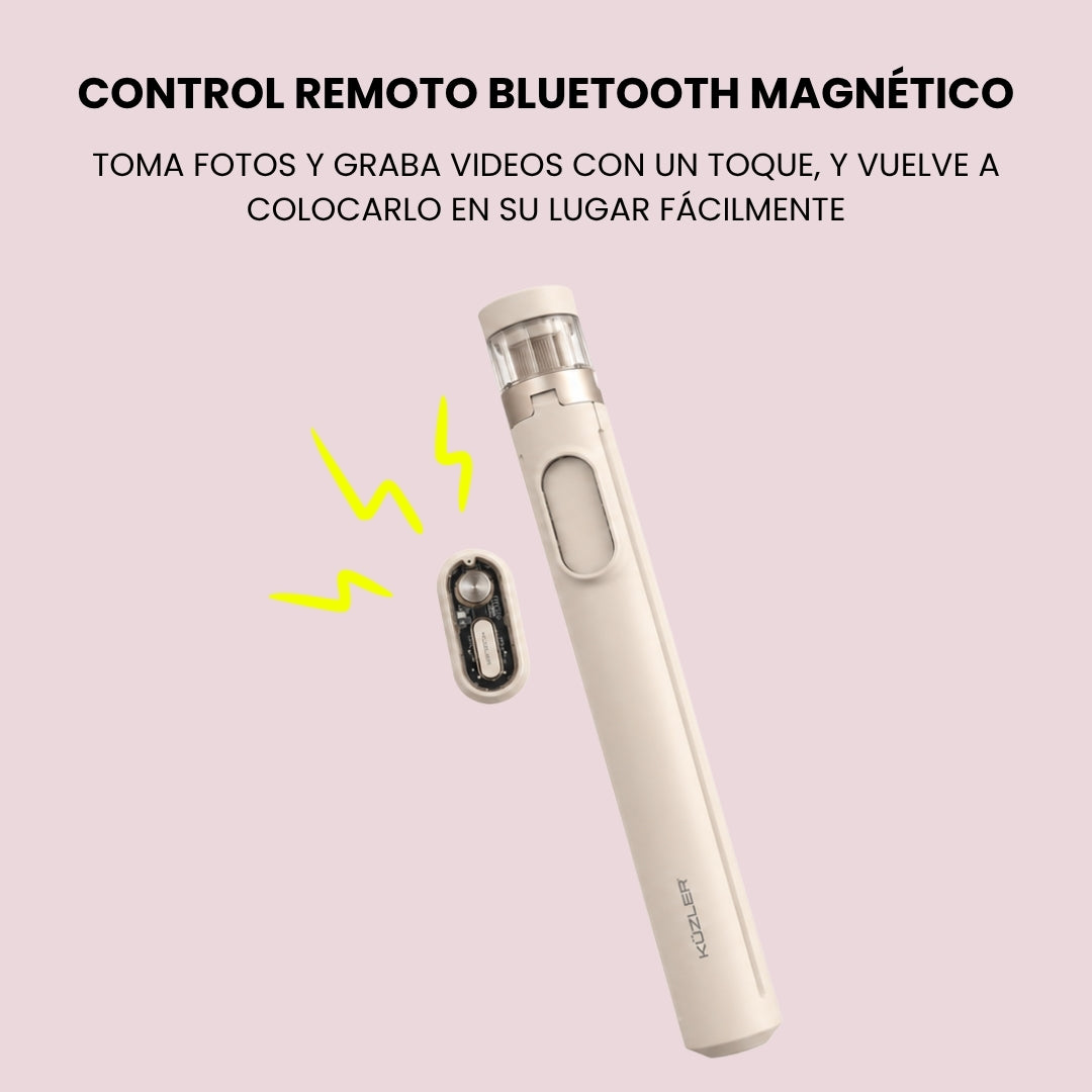 Trípode Aesthetic + Luz Led Rosada + Micrófono Rosado + Pantalla Selfie
