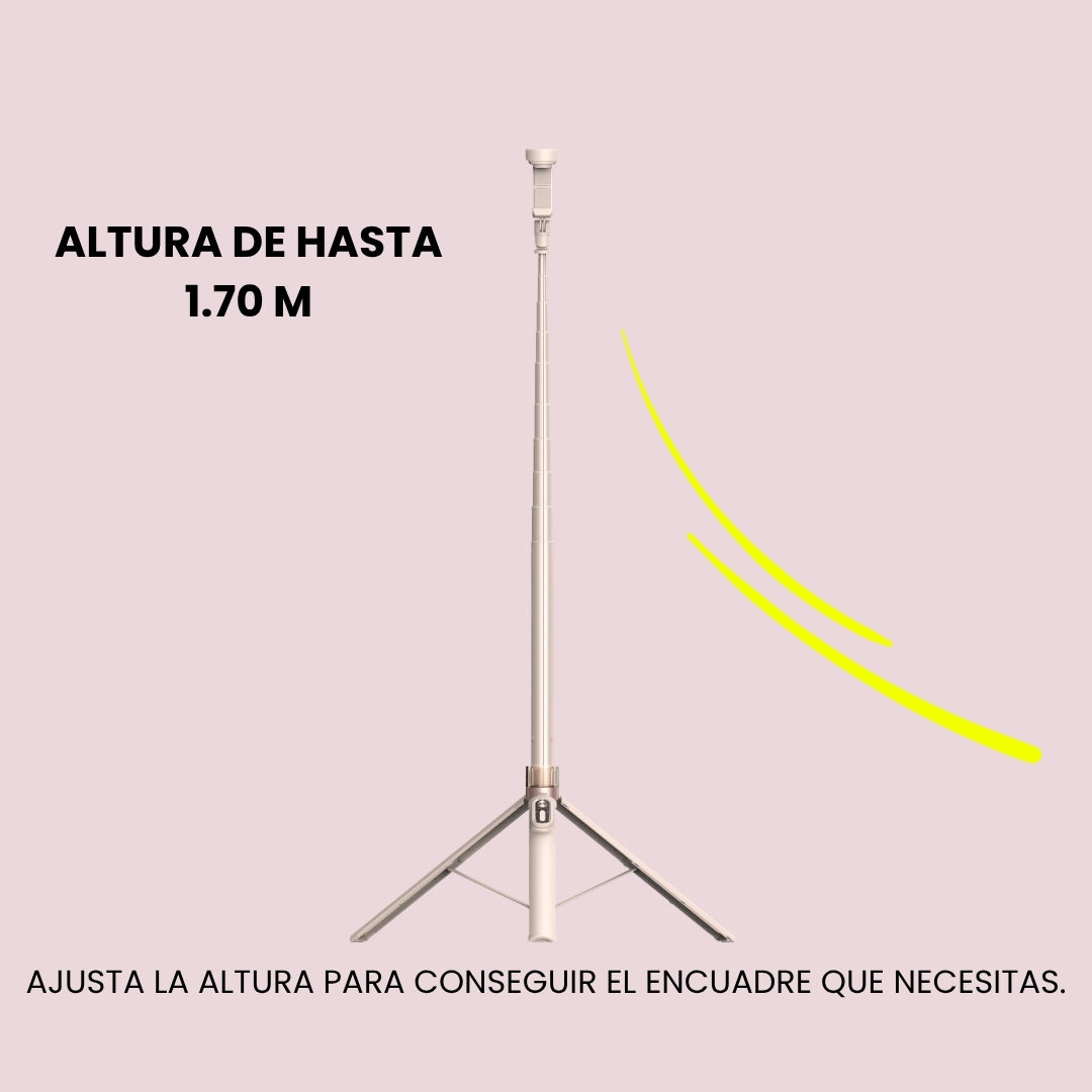 Trípode Aesthetic + Luz Led Rosada + Micrófono Rosado + Pantalla Selfie
