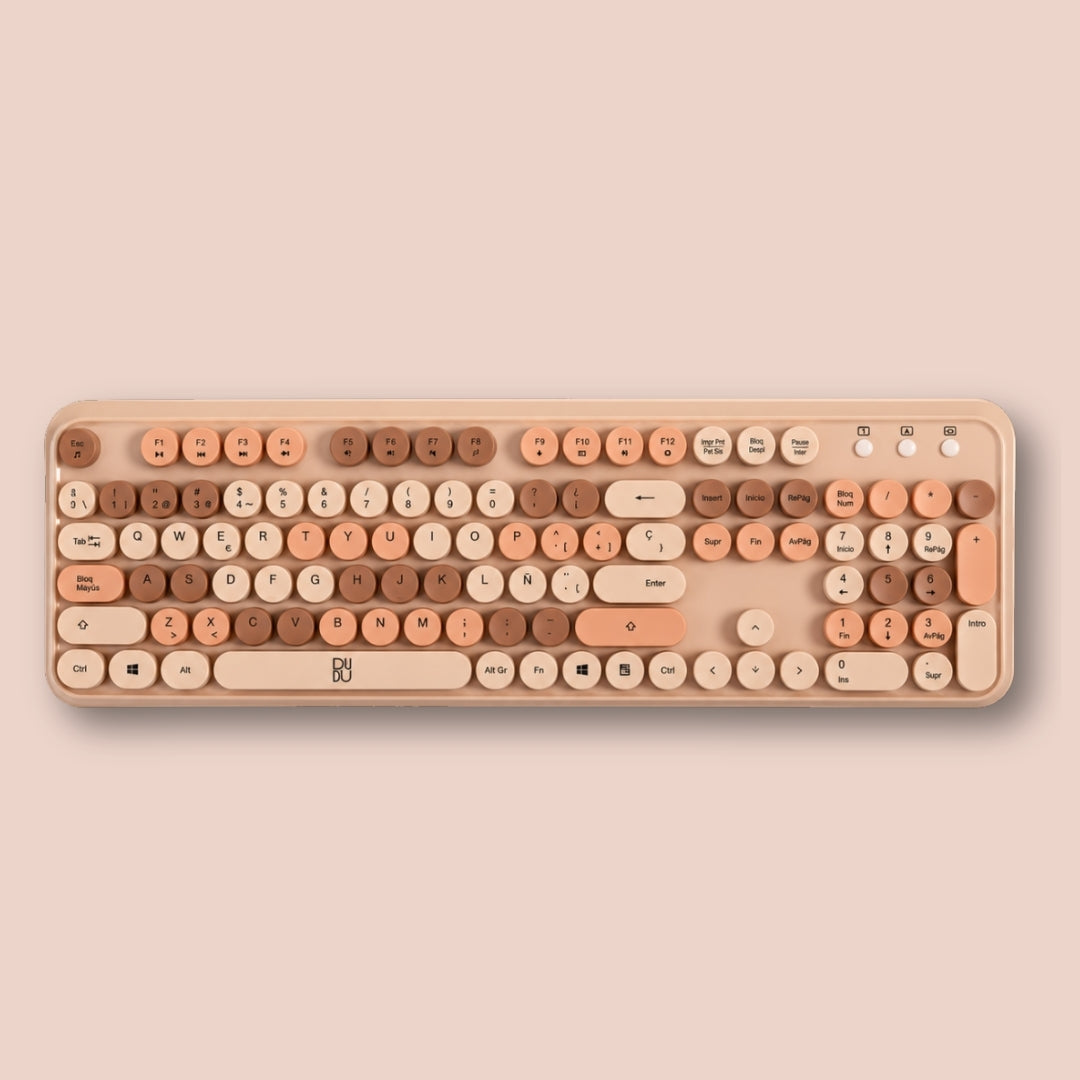 Combo de Teclado Retro y Mouse inalámbrico Dudu Beige