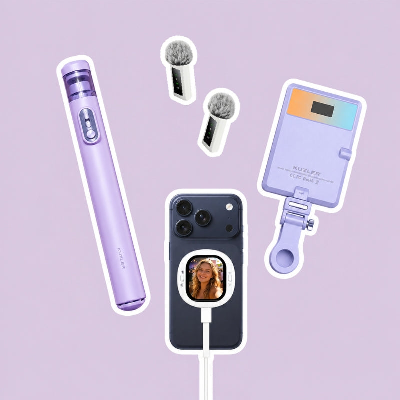 Pack Experto: Trípode Iconic, Luz led, Micrófono Dual Profesional y Pantalla Mirror