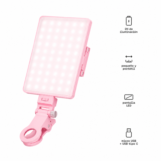Luz Led Selfie Para Celular Alta Potencia Kuzler Licht-101 Rosada