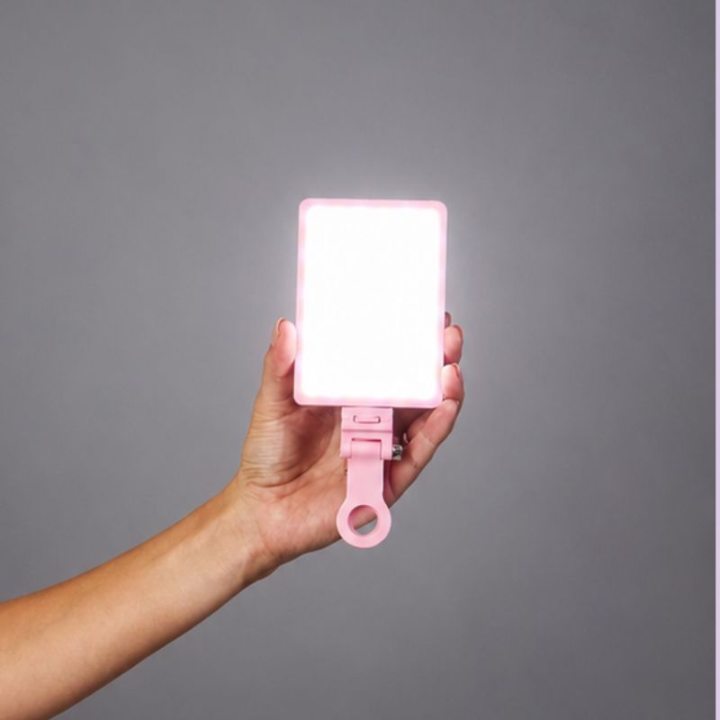 Trípode Aesthetic + Luz Led Celular Rosada + Micrófono Rosado