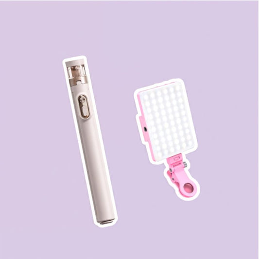 Trípode Aesthetic + Luz Led Kuzler Rosada