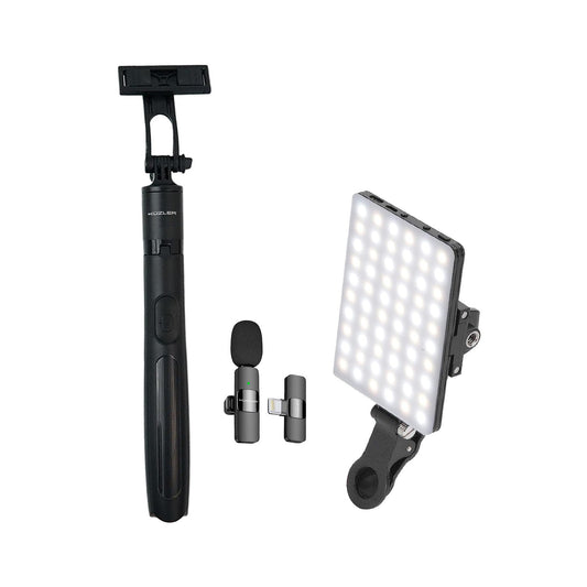 Pack 5: Trípode + Luz led + Micrófono para Celular