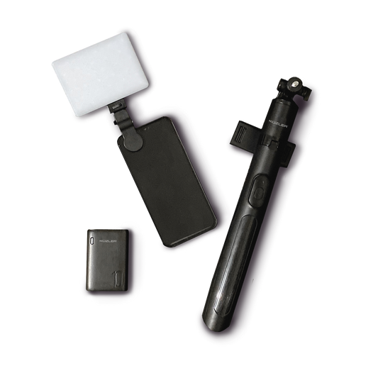 Pack 3 Creadores de Contenido: Trípode + Luz led + Mini Cargador Portátil