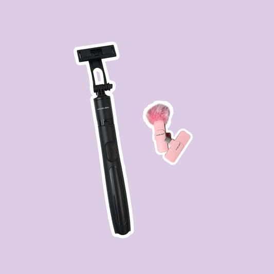 Trípode Viral + Micrófono Rosado