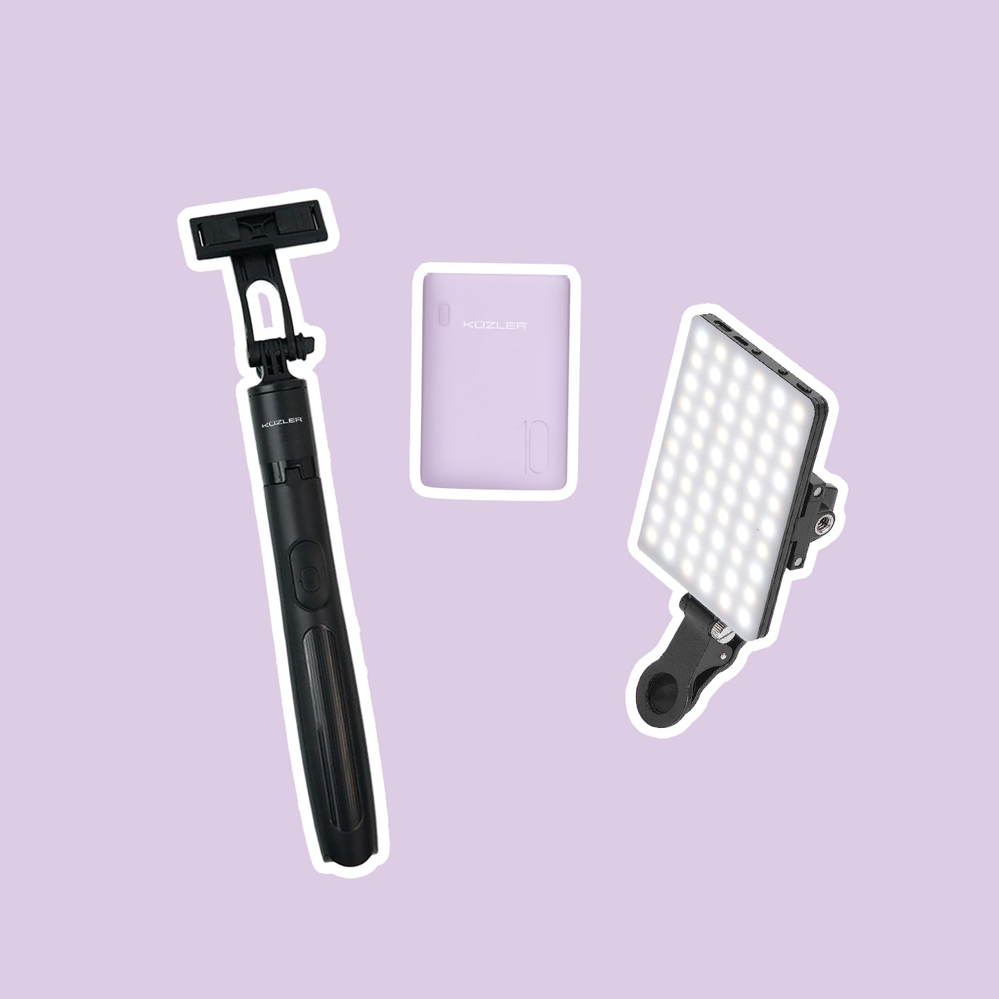 Pack 3 Creadores de Contenido: Trípode + Luz led + Mini Cargador Portátil